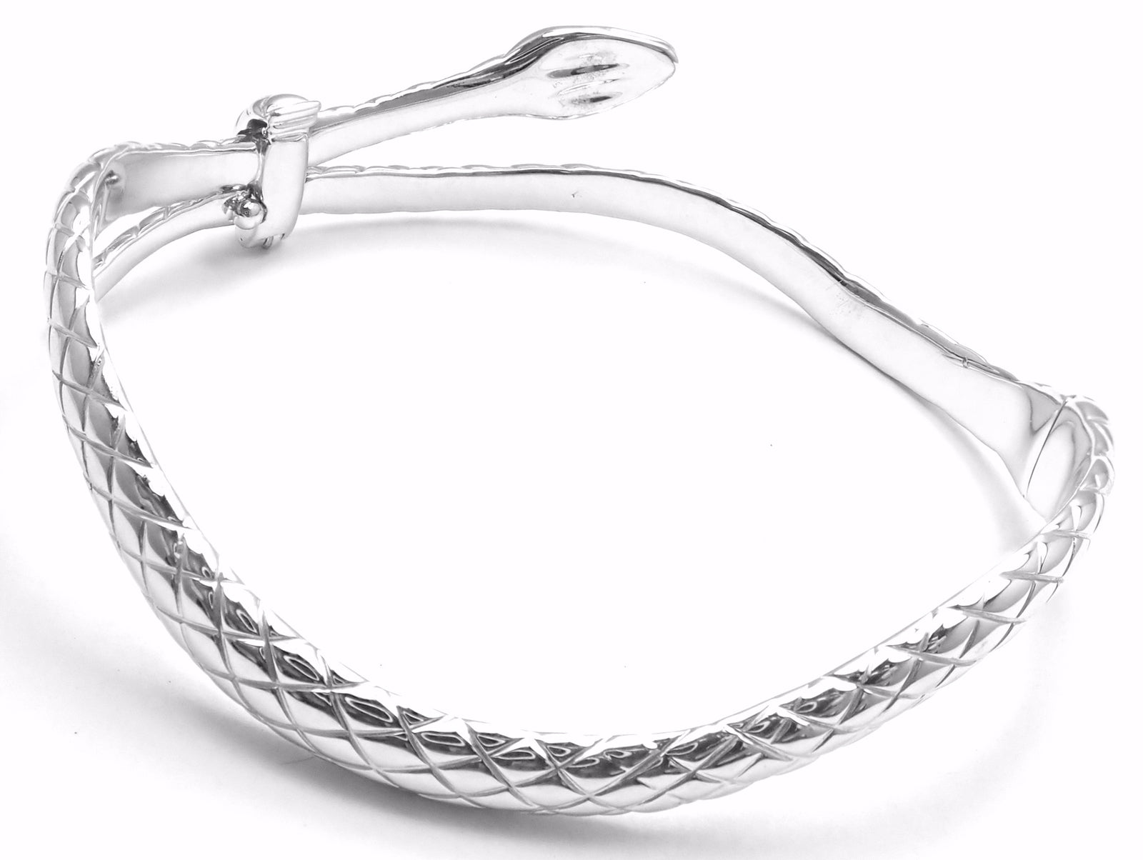 Rare! Authentic Tom Ford 18k White Gold Diamond Snake Bangle Bracelet | Fortrove