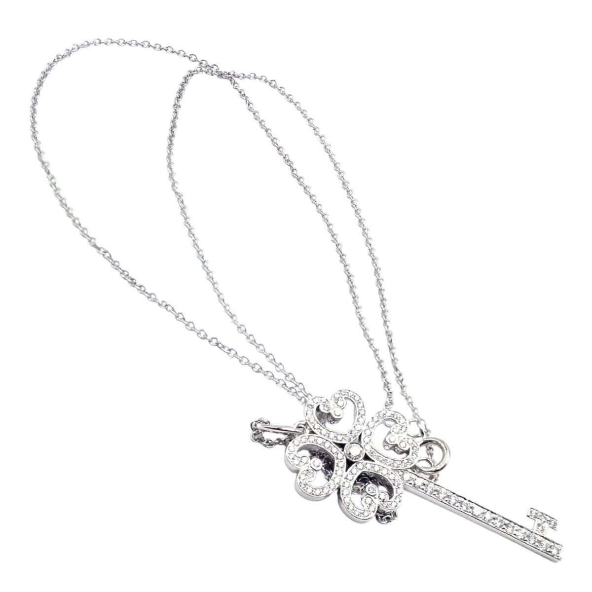 Tiffany & Co Jewelry & Watches:Fine Jewelry:Necklaces & Pendants Tiffany & Co Platinum & 18k White Gold Enchant Quatra Heart Key Pendant Necklace