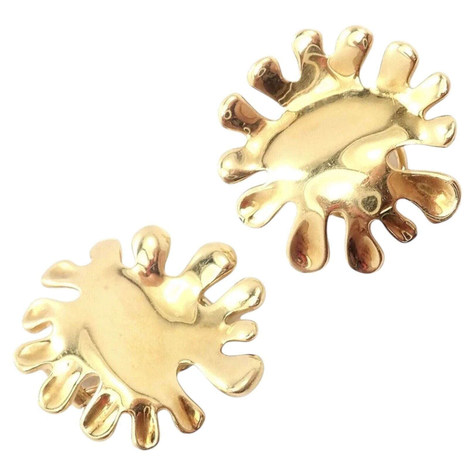 Authentic! Tiffany & Co Cummings 18k Yellow Gold Nickelodeon Abstract Earrings | Fortrove