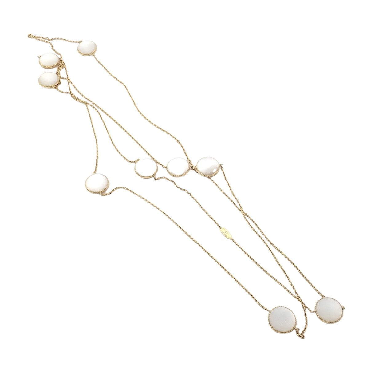 Christian Dior 18k Gold Rose De Vents Mother Of Pearl Diamond 42" Long Necklace | Fortrove