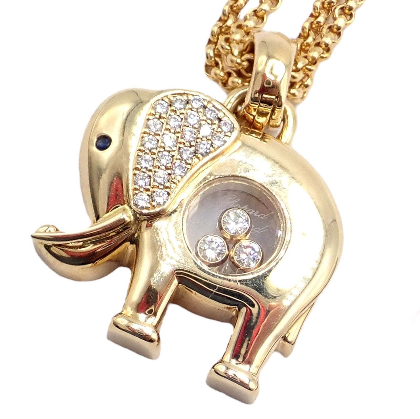 Authentic! Chopard 18k Yellow Gold Large Happy Elephant Pendant Necklace | Fortrove