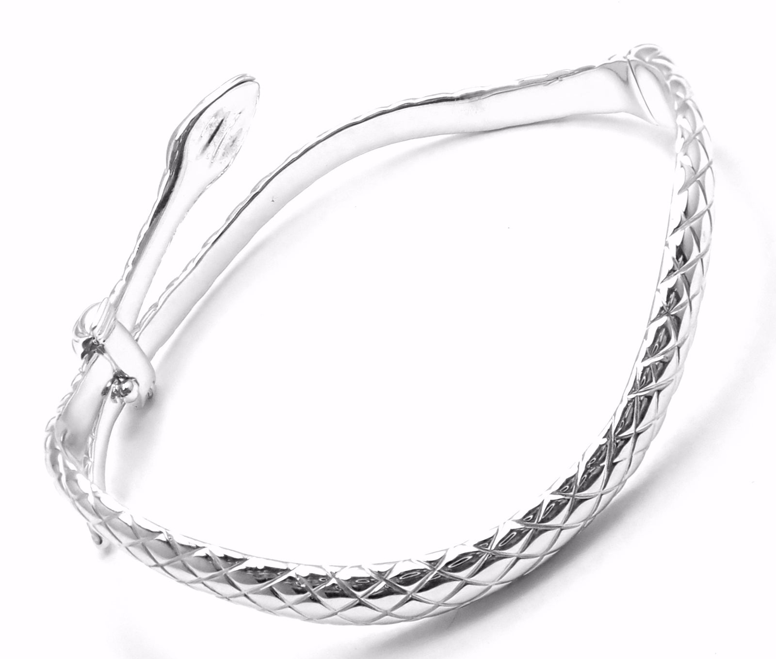 Rare! Authentic Tom Ford 18k White Gold Diamond Snake Bangle Bracelet | Fortrove