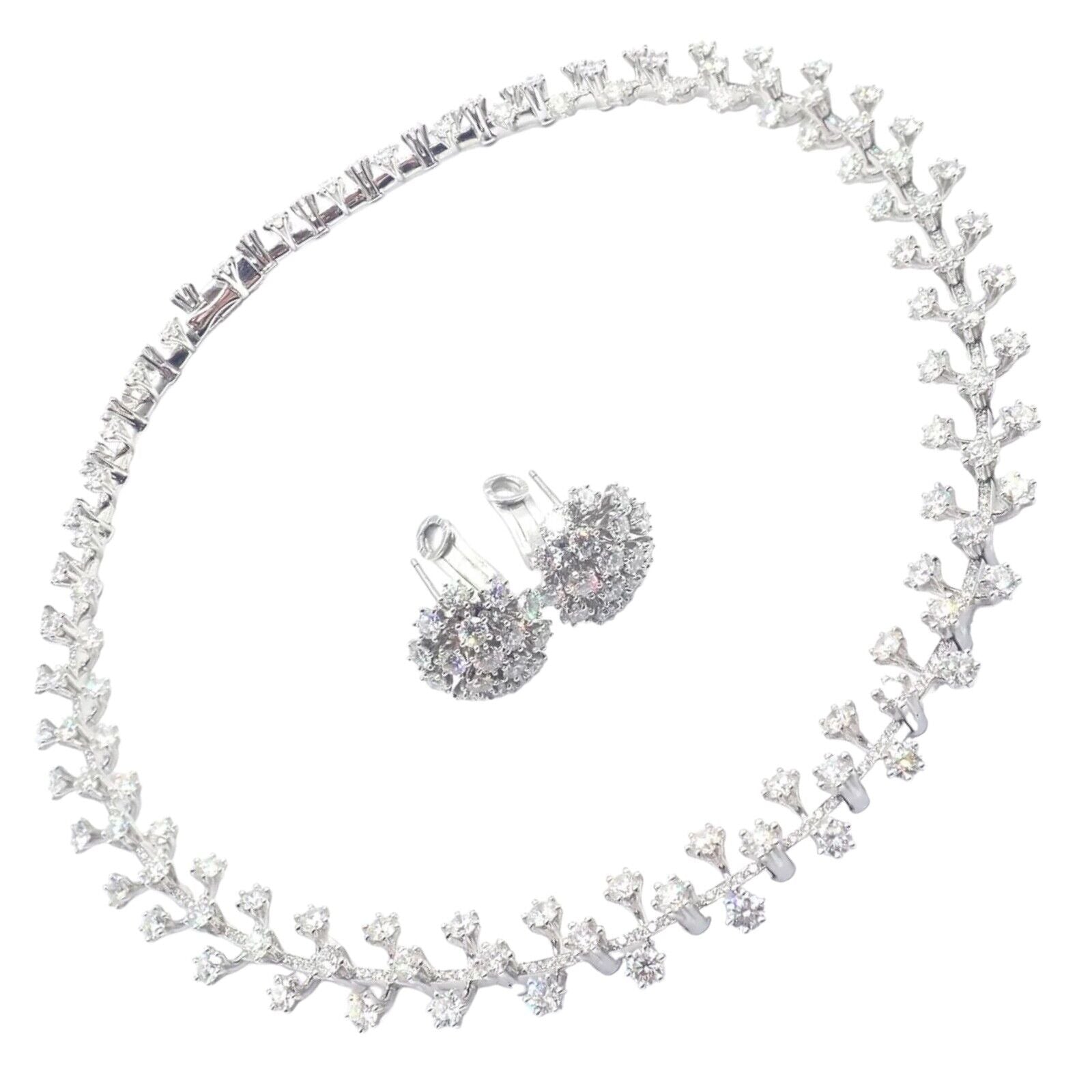 Tiffany & Co. Jewelry & Watches:Fine Jewelry:Jewelry Sets Authentic Tiffany & Co Spray Platinum Diamond Necklace Earrings Set Paper France