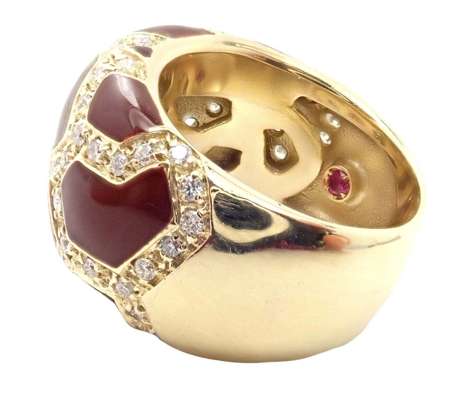 Authentic! Roberto Coin Giraffe 18k Yellow Gold Enamel Diamond Ring | Fortrove