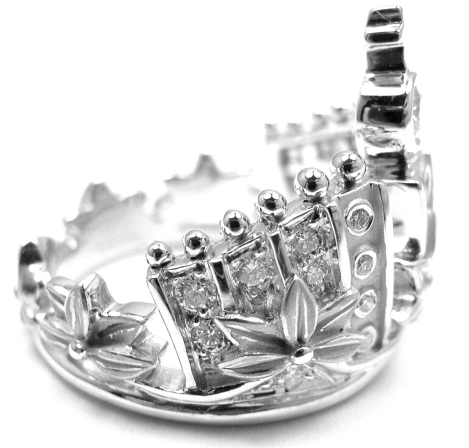New! Authentic! Carrera Y Carrera 18k White Gold Mi Princess Crown Diamond Ring | Fortrove