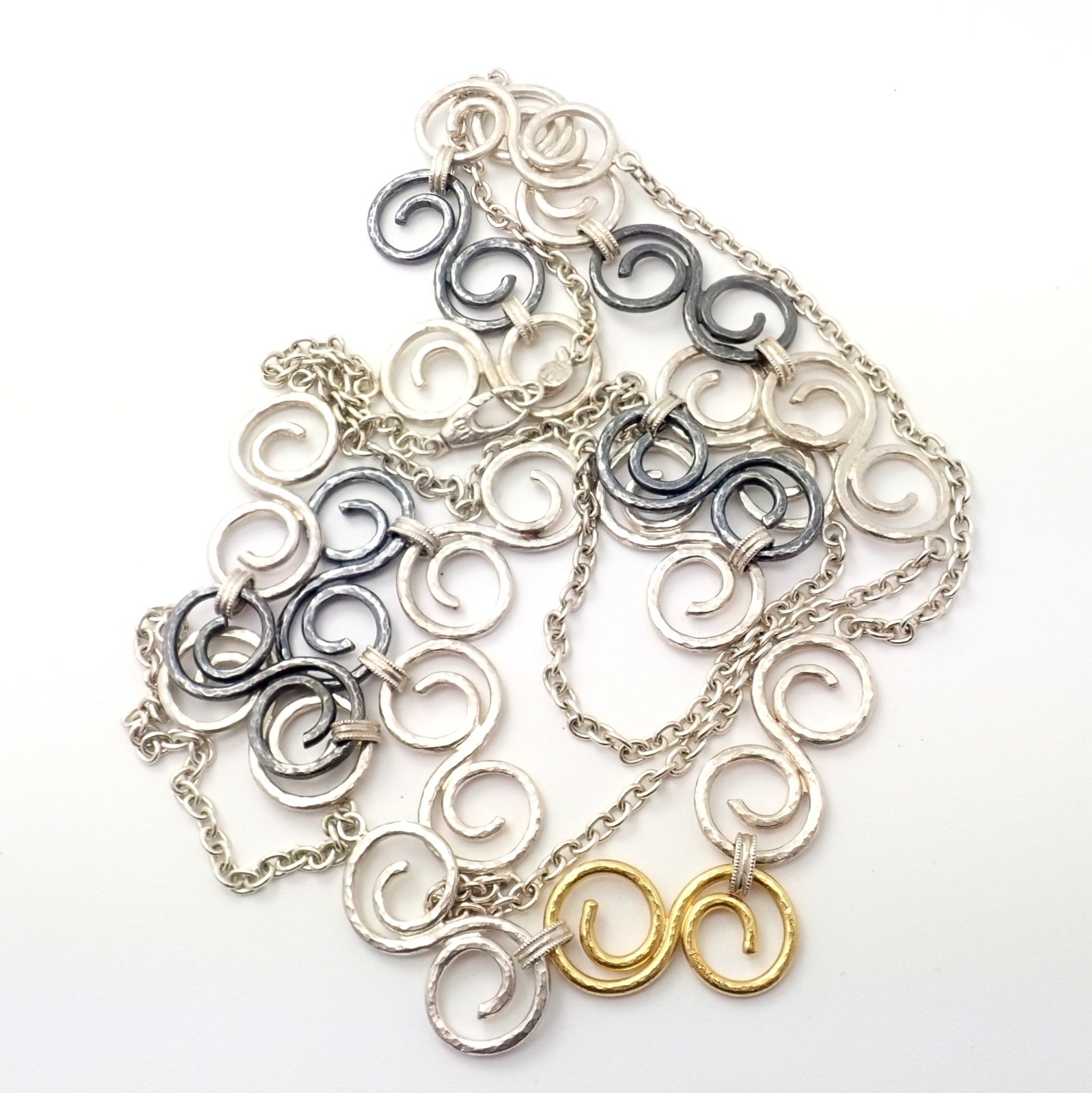 Authentic Gurhan 24k Yellow Gold Sterling Silver Long Curl Necklace 46" | Fortrove
