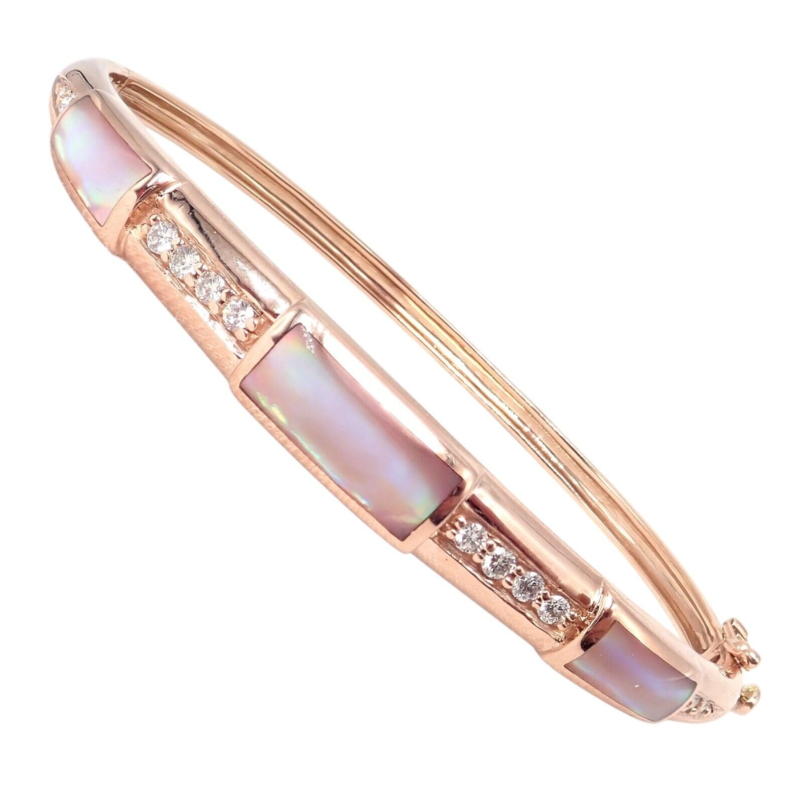 Kabana Jewelry & Watches:Fine Jewelry:Bracelets & Charms Authentic! Kabana 14k Rose Gold Diamond Mother of Pearl Bangle Bracelet