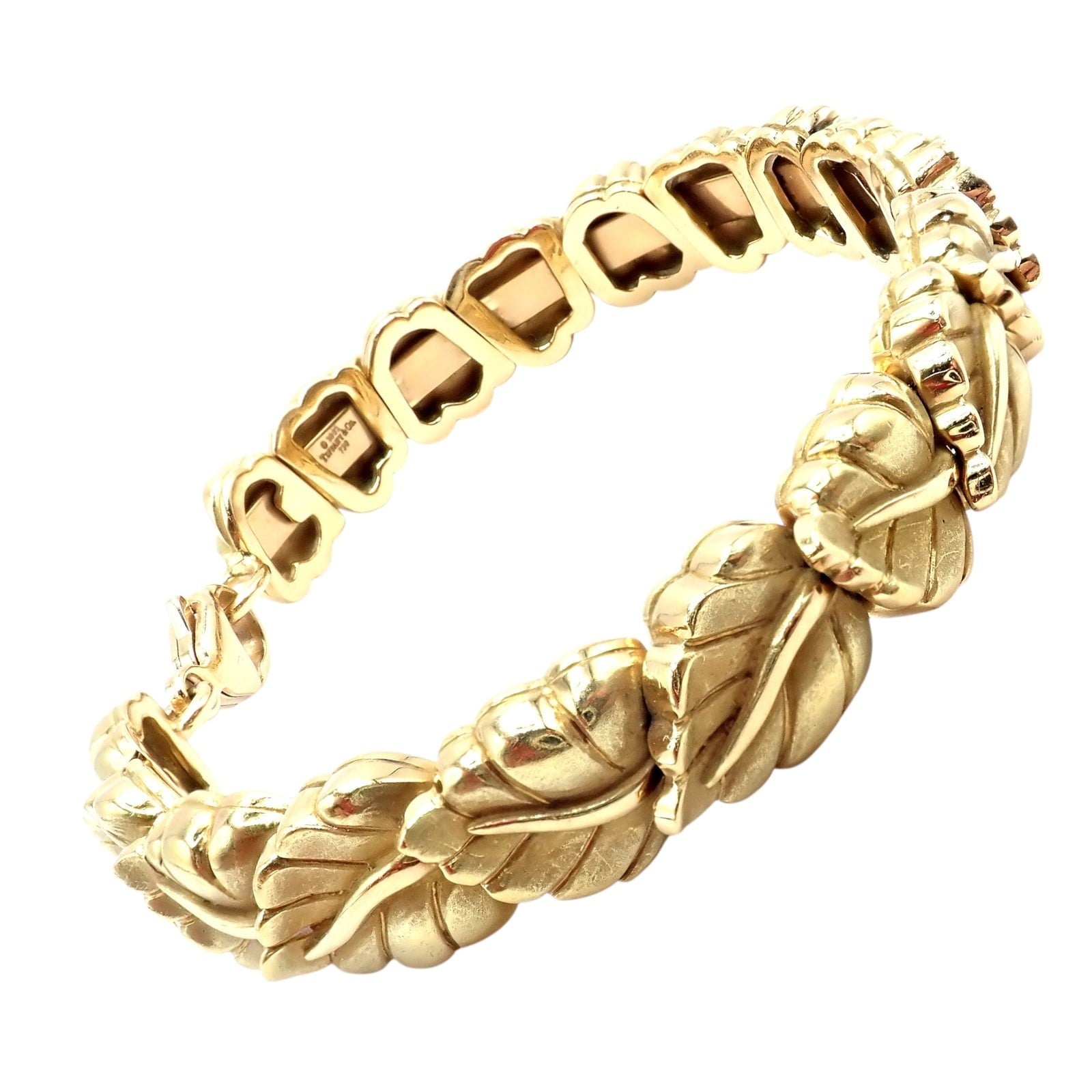 Tiffany & Co. Jewelry & Watches:Fine Jewelry:Bracelets & Charms Vintage! Authentic Tiffany & Co Leaf 18k Yellow Gold Link Bracelet 2002