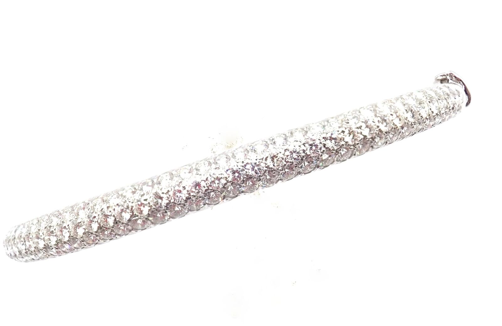 Authentic! Van Cleef & Arpels Eve 18k White Gold Diamond Bangle Bracelet Paper | Fortrove