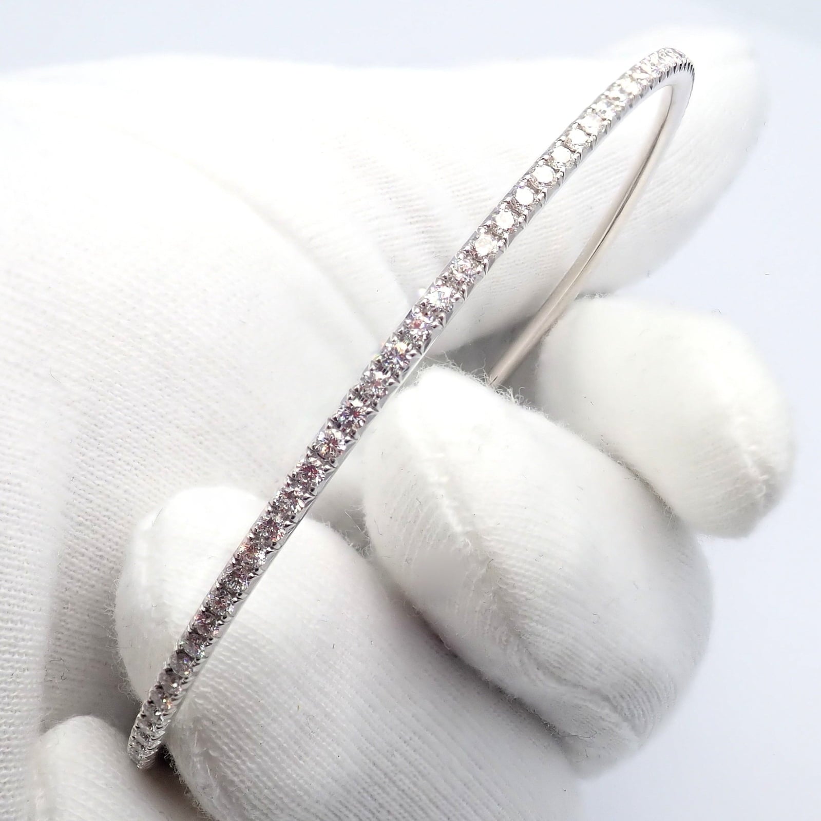 Tiffany & Co. Jewelry & Watches:Fine Jewelry:Bracelets & Charms Authentic! Tiffany & Co Metro 18k White Gold Full Diamond Bangle Bracelet