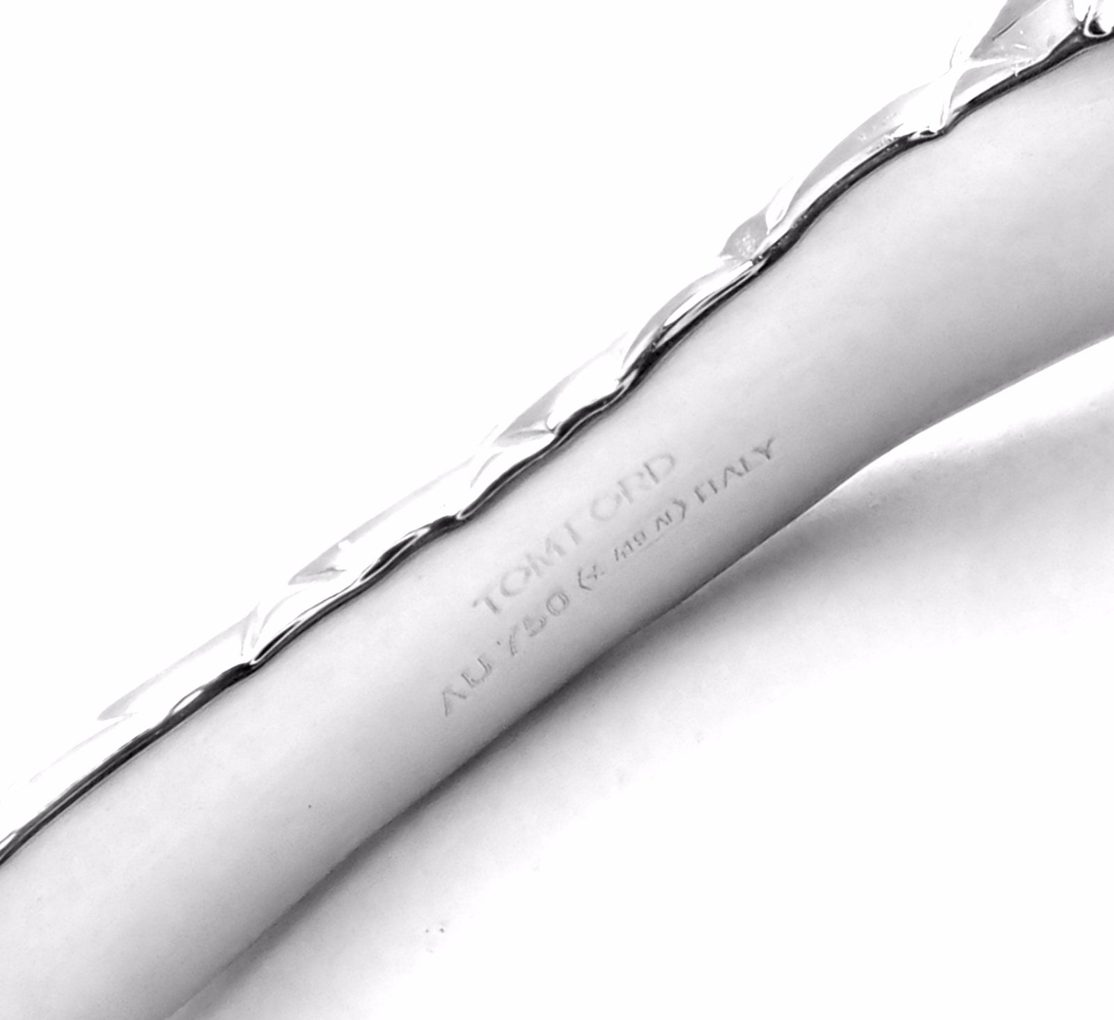 Rare! Authentic Tom Ford 18k White Gold Diamond Snake Bangle Bracelet | Fortrove