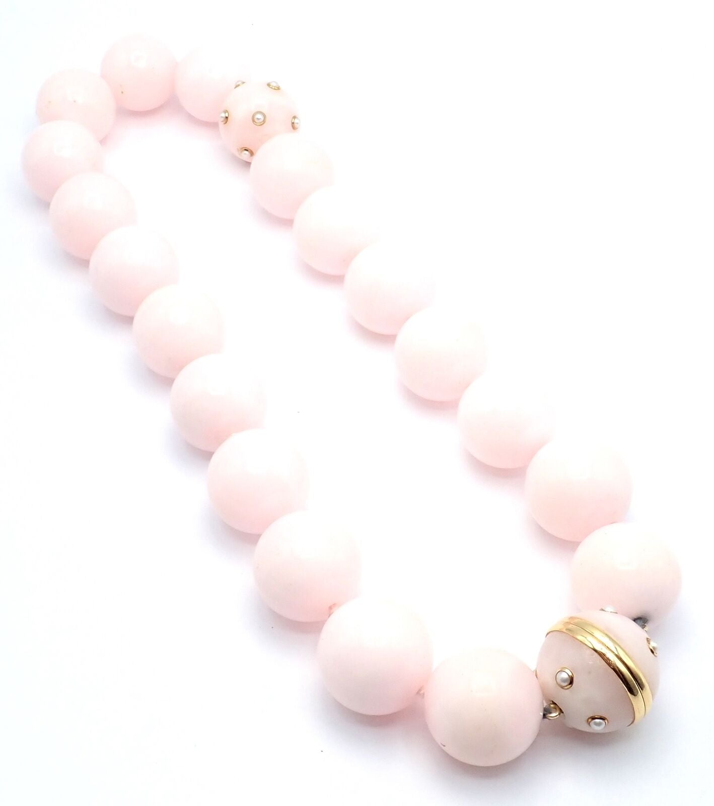 Verdura Jewelry & Watches:Fine Jewelry:Necklaces & Pendants Authentic! Verdura 18k Yellow Gold Large Pink Quartz Pearl Bead Necklace