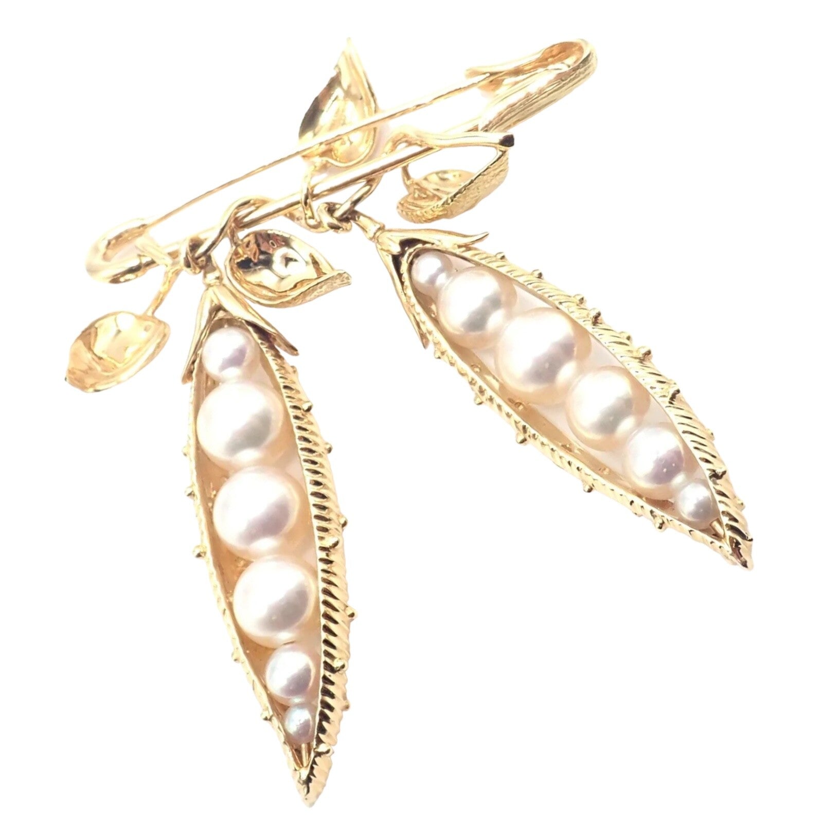 Authentic! Tiffany & Co Schlumberger Peapod 18k Yellow Gold Pearl Pin Brooch | Fortrove