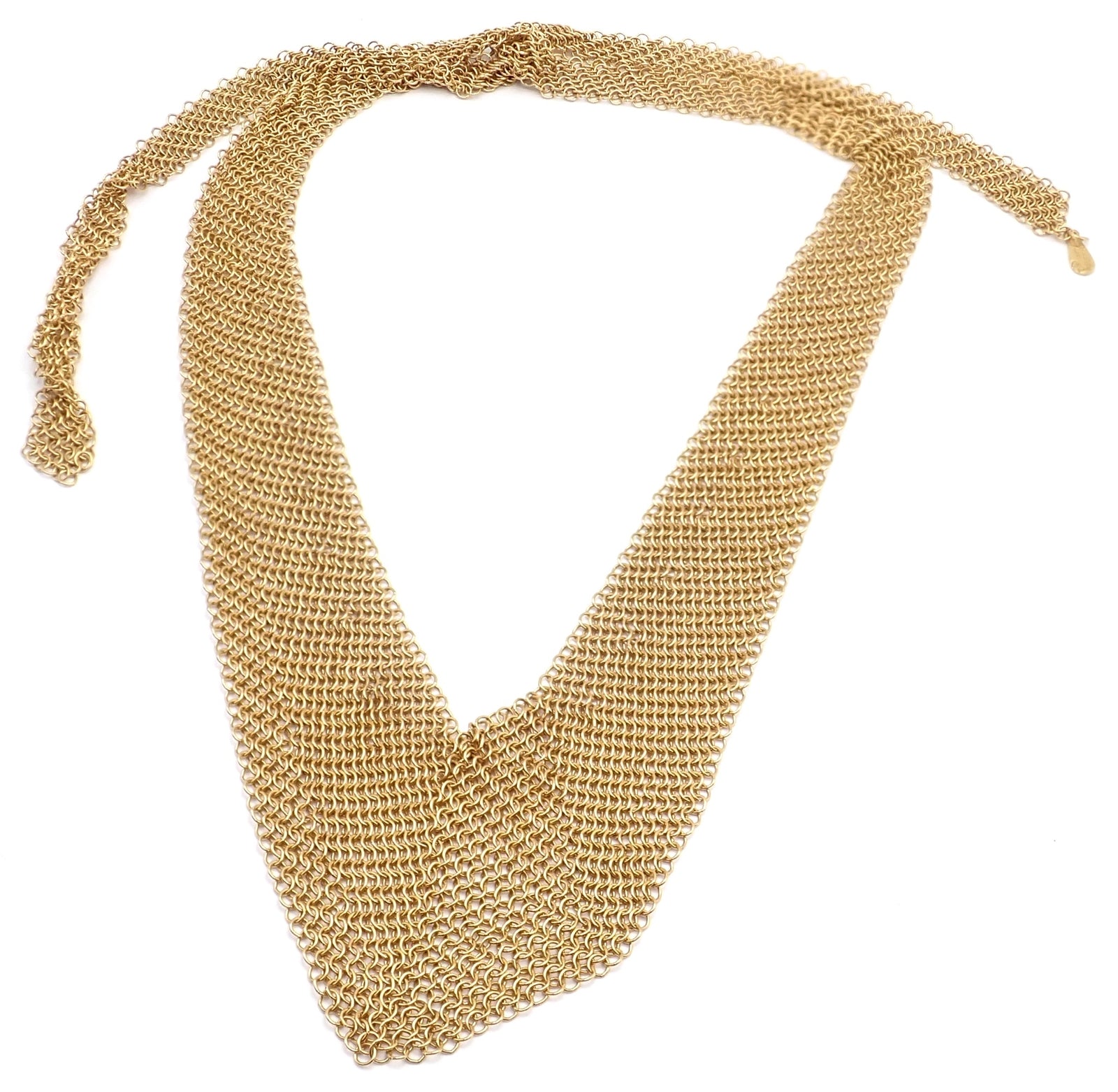 Vintage! Authentic Tiffany & Co Peretti 20k Yellow Gold Mesh Bib Scarf Necklace | Fortrove