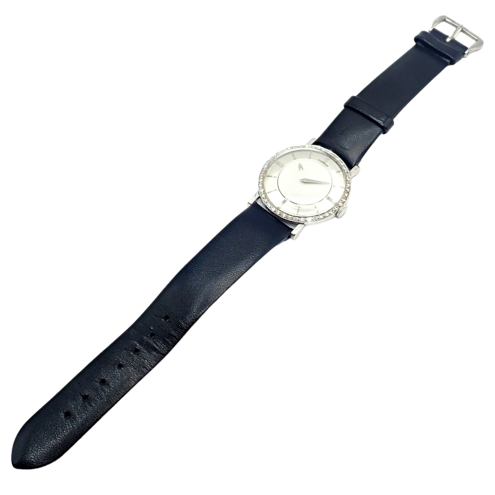 Longines Jewelry & Watches:Watches, Parts & Accessories:Watches:Wristwatches Vintage Longines 18k White Gold Diamond Bezel Manual Wind Mystery Dial Watch