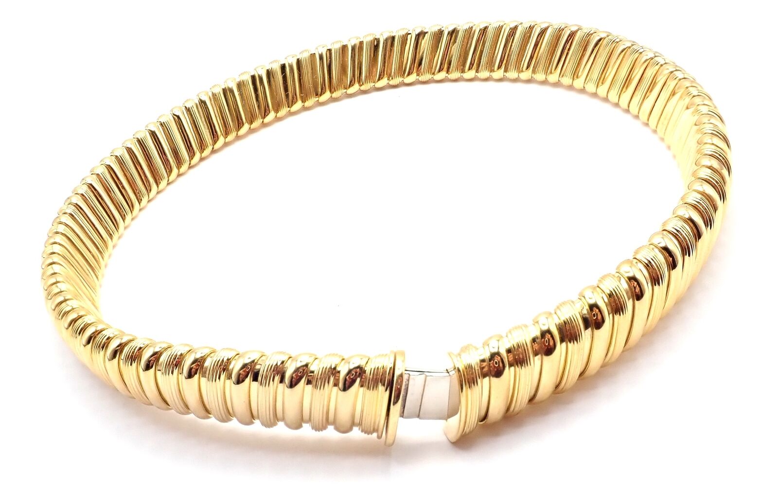 Rare! Authentic Bvlgari Bulgari Tubogas 18k Yellow Gold Choker Necklace | Fortrove