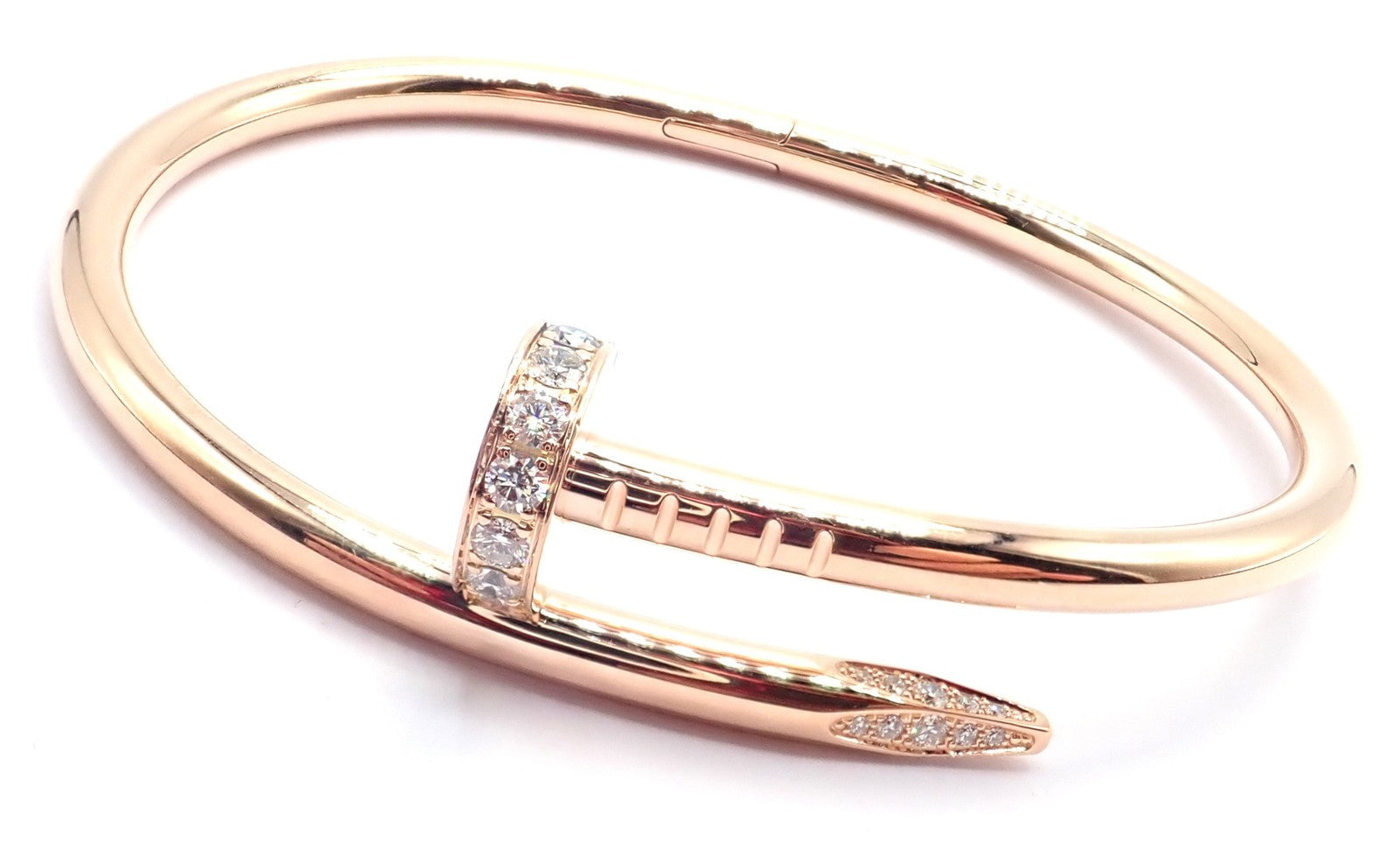 Cartier Juste un Clou Nail 18k Rose Gold Diamond Classic Bangle Bracelet Size 16 | Fortrove