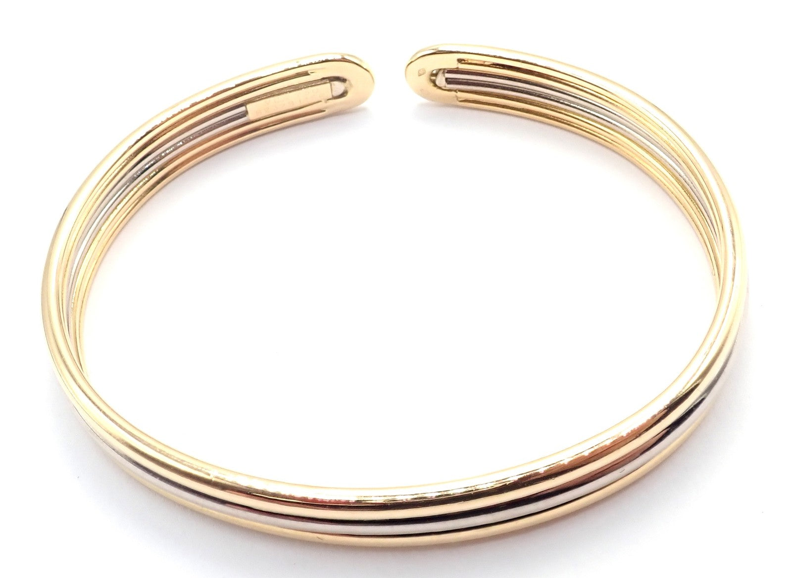 Authentic! Van Cleef & Arpels 18k Yellow & White Gold Bangle Cuff Bracelet Paper | Fortrove