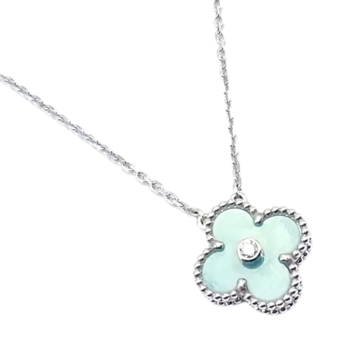 Van Cleef & Arpels Jewelry & Watches:Fine Jewelry:Necklaces & Pendants Van Cleef &Arpels Celadon Sèvres Porcelain Diamond 18k Vintage Alhambra Necklace