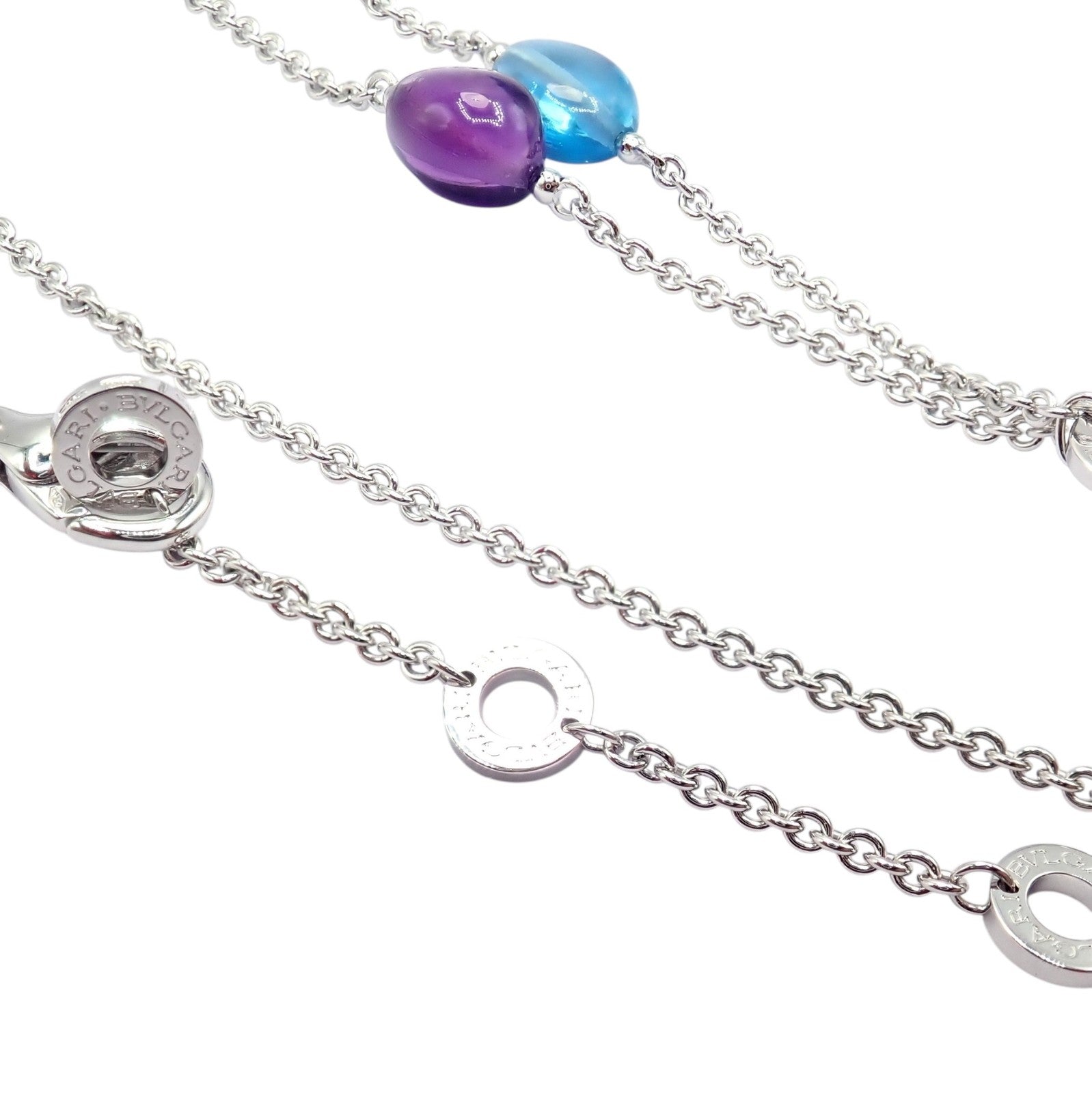 Bvlgari Bulgari 18k White Gold Amethyst Blue Topaz Lavalier B.Zero1 Necklace | Fortrove