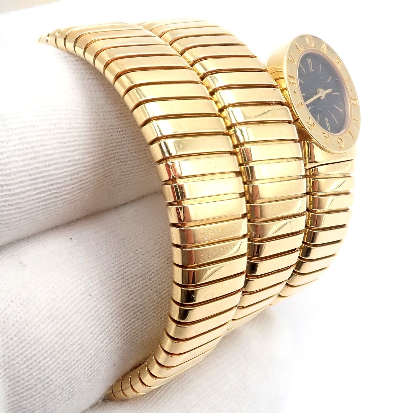 Bulgari Jewelry & Watches:Watches, Parts & Accessories:Watches:Wristwatches Authentic! Bulgari 18k Yellow Gold Tubogas Serpent Snake Bracelet Watch + Cert