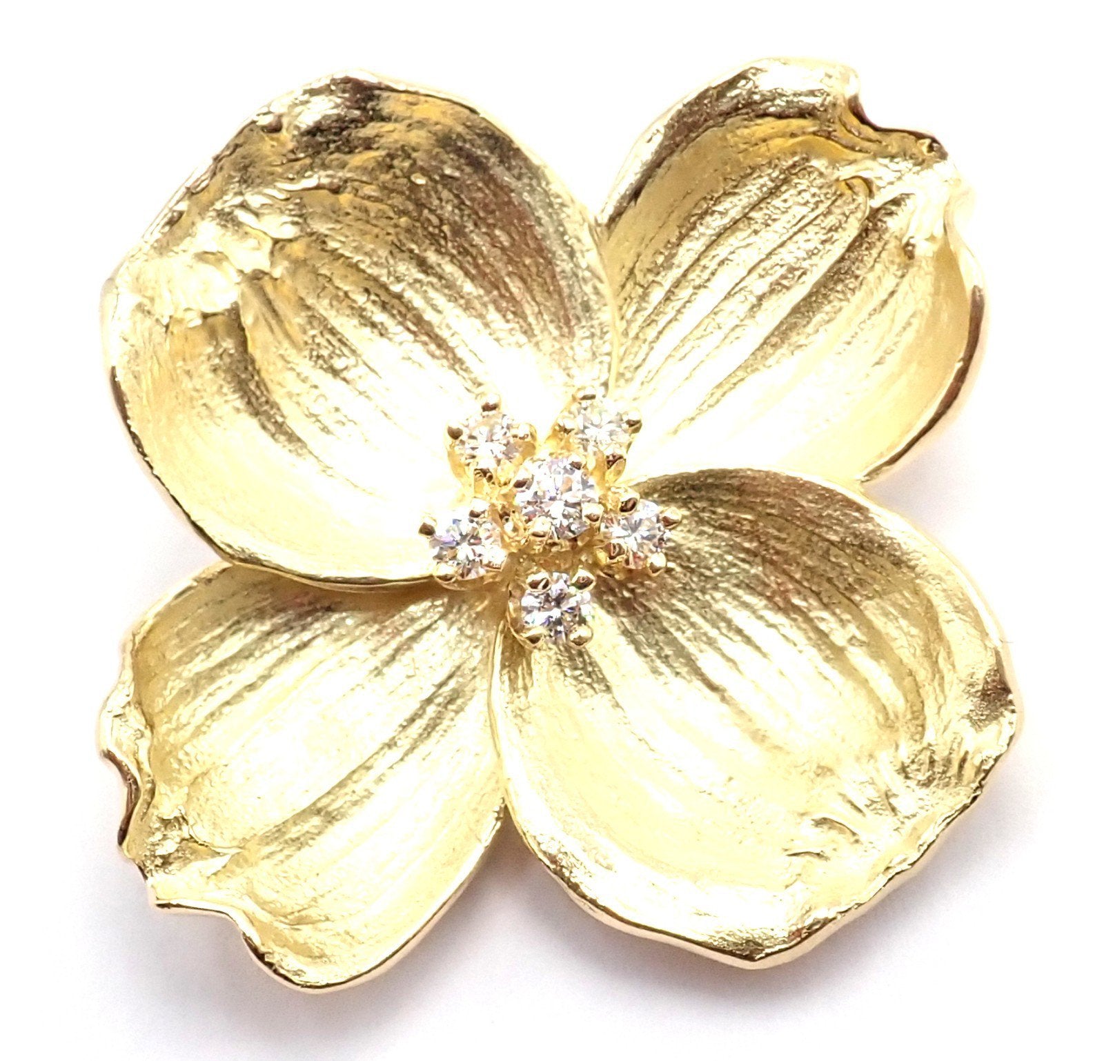 Tiffany & Co. Jewelry & Watches:Fine Jewelry:Brooches & Pins Authentic! Tiffany & Co Dogwood 18k Yellow Gold Diamond Pin Brooch Pendant