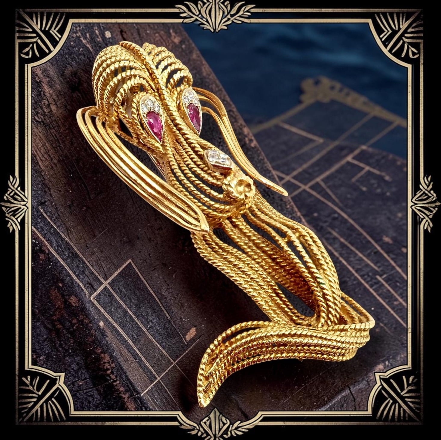 H. Stern Jewelry & Watches:Fine Jewelry:Brooches & Pins Vintage H. Stern 18k Yellow Gold Diamond Ruby Droopy Tall Dog Pin Brooch