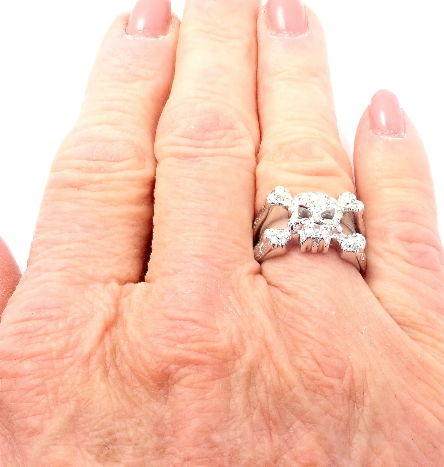 Loree Rodkin Jewelry & Watches:Fine Jewelry:Rings Rare! Authentic Loree Rodkin 18k White Gold Diamond Skull Crossbones Ring