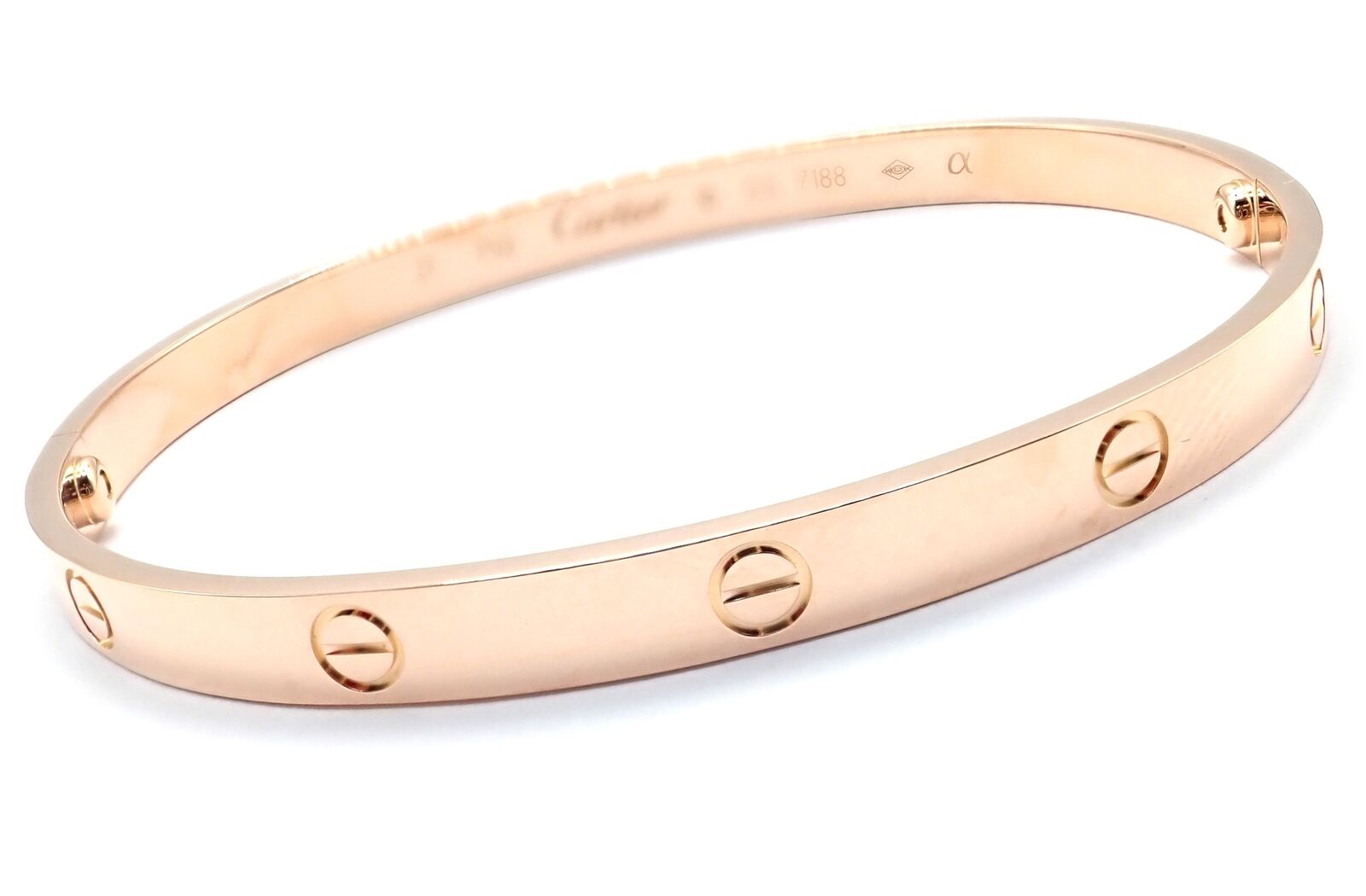 Authentic! Cartier 18k Rose Gold Love Bangle Bracelet Size 21 Paper | Fortrove