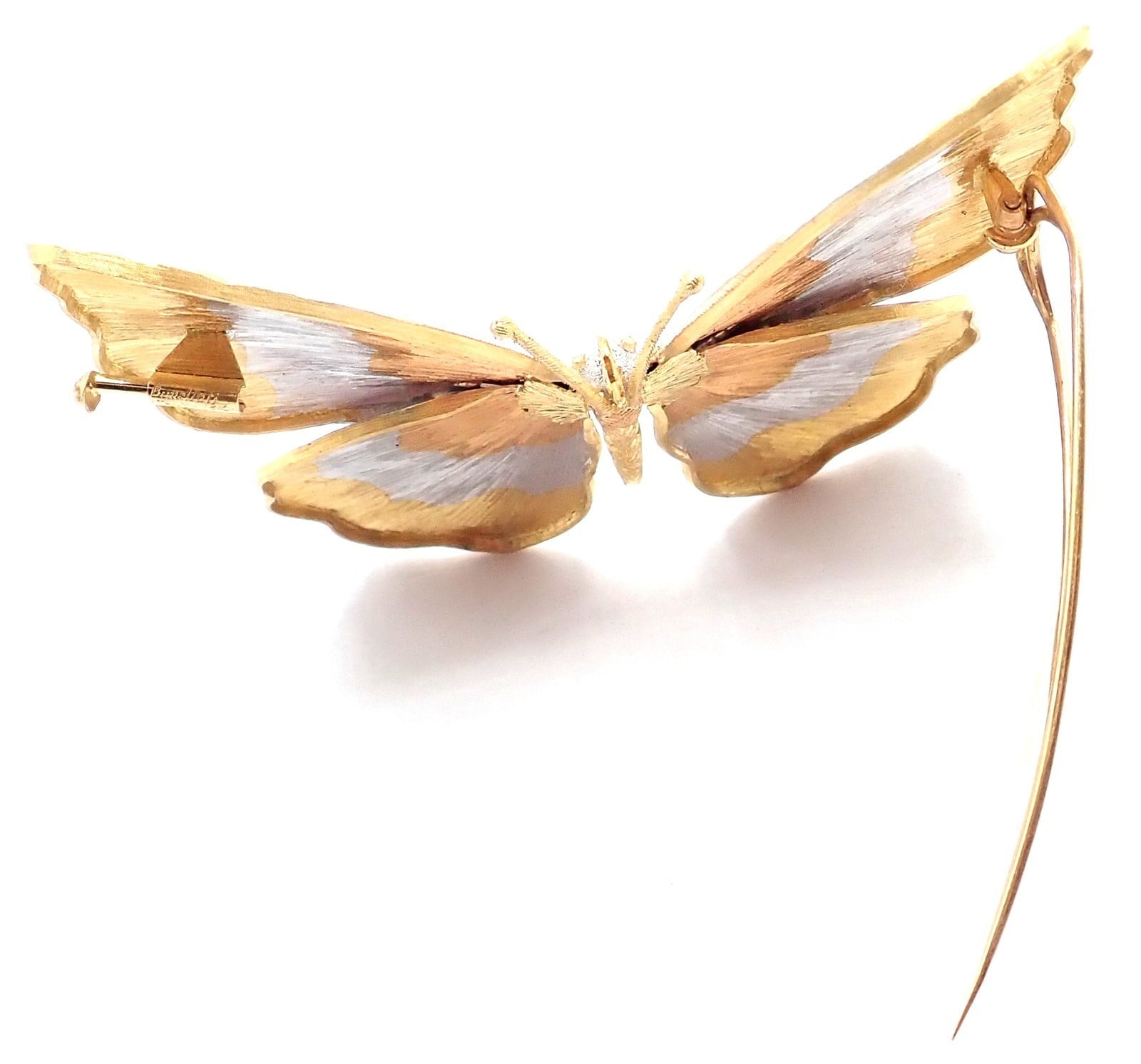 Buccellati Jewelry & Watches:Fine Jewelry:Brooches & Pins Authentic! Buccellati 18k Yellow White Rose Gold Large Butterfly Pin Brooch