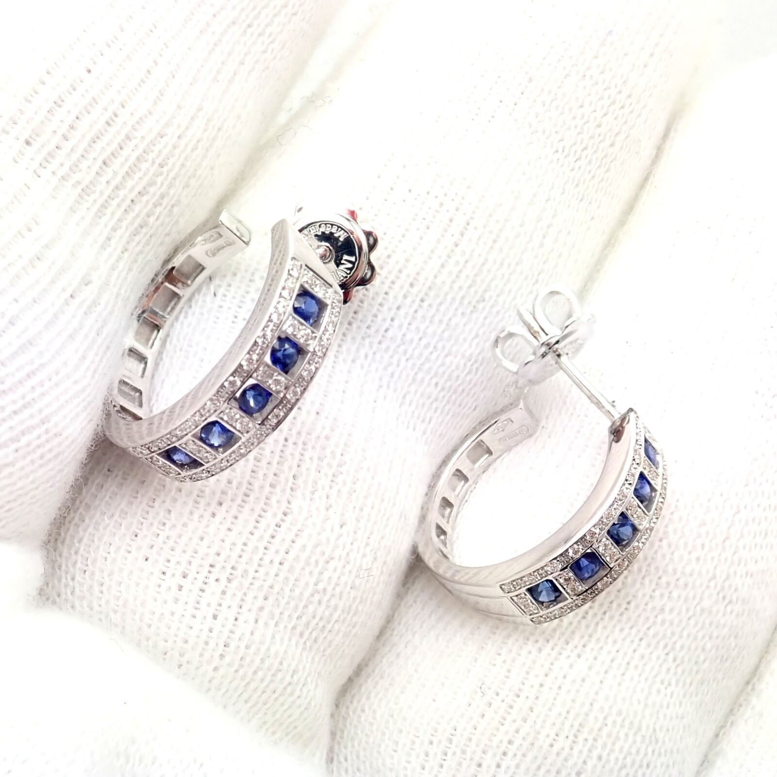 New Authentic! Damiani 18k White Gold Diamond Sapphire Belle Epoque Earrings | Fortrove