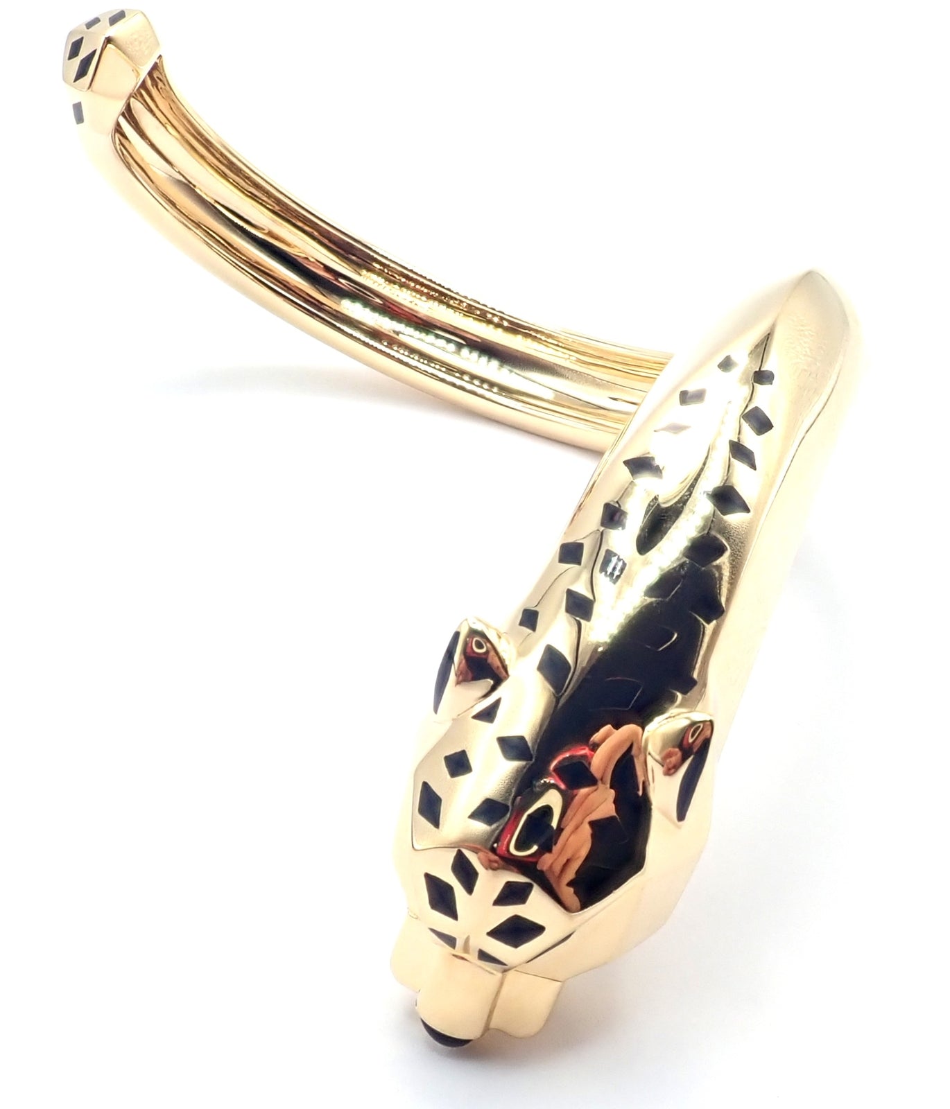Authentic! Cartier Panther Panthere 18k Yellow Gold Bangle Bracelet Size 16 Cert | Fortrove