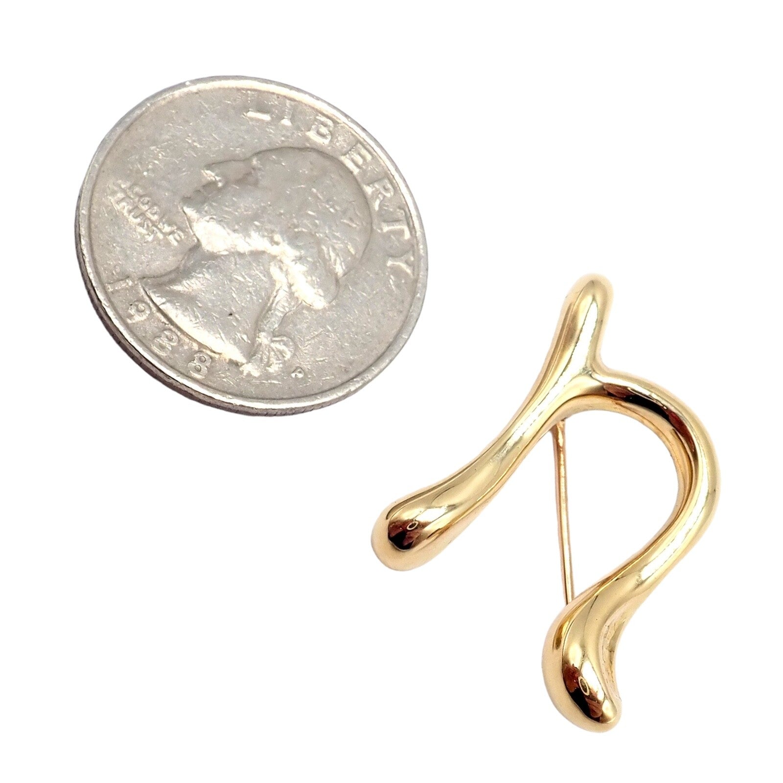 Tiffany & Co. Jewelry & Watches:Fine Jewelry:Brooches & Pins Authentic! Tiffany & Co Peretti 18k Yellow Gold Initial N Pin Brooch 1983