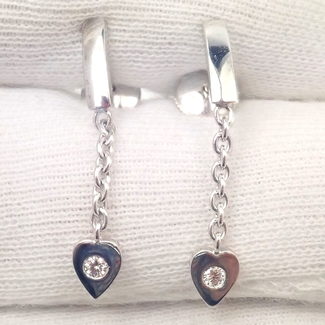 Cartier Jewelry & Watches:Fine Jewelry:Earrings Authentic! Cartier 18k White Gold Diamond Mon Amour Dangle Heart Earrings
