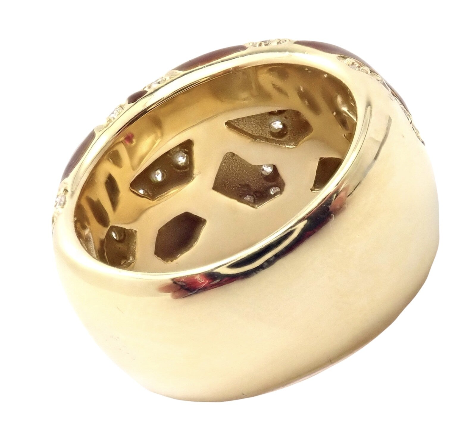 Authentic! Roberto Coin Giraffe 18k Yellow Gold Enamel Diamond Ring | Fortrove