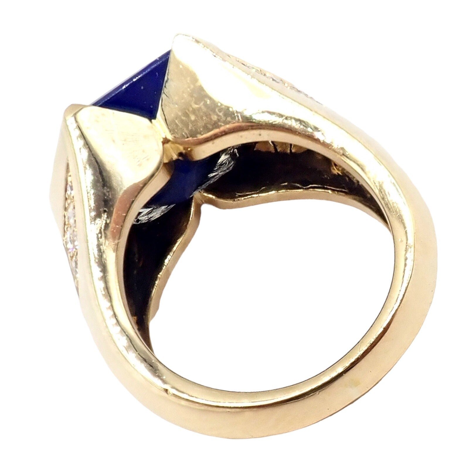 Authentic! Julius Cohen 18k Yellow Gold Diamond Lapis Ring | Fortrove