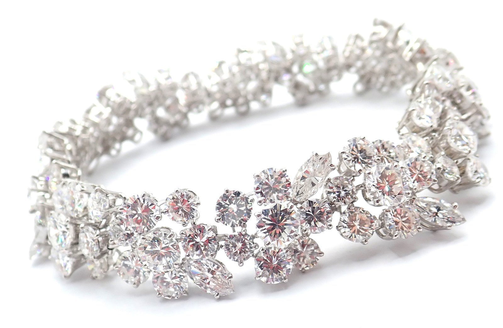 Authentic! Vintage Bvlgari Bulgari Platinum 38ct Diamond Floral Bracelet Paper | Fortrove