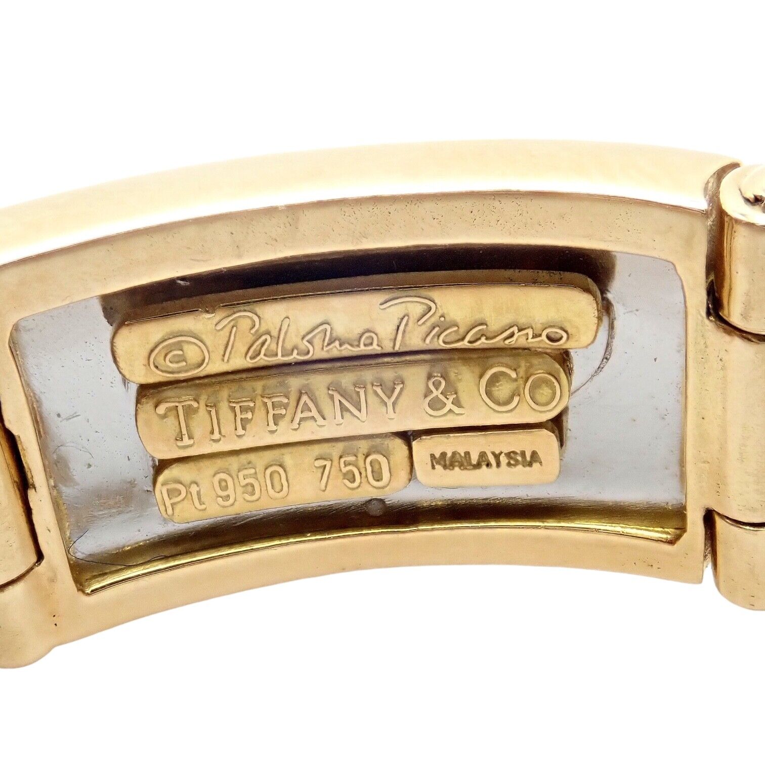 Rare! Tiffany & Co 18k Yellow Gold Platinum Picasso Signature 9 Panel Bracelet | Fortrove