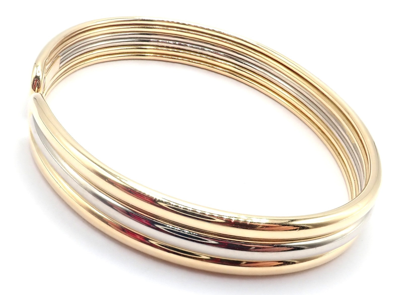 Authentic! Van Cleef & Arpels 18k Yellow & White Gold Bangle Cuff Bracelet Paper | Fortrove
