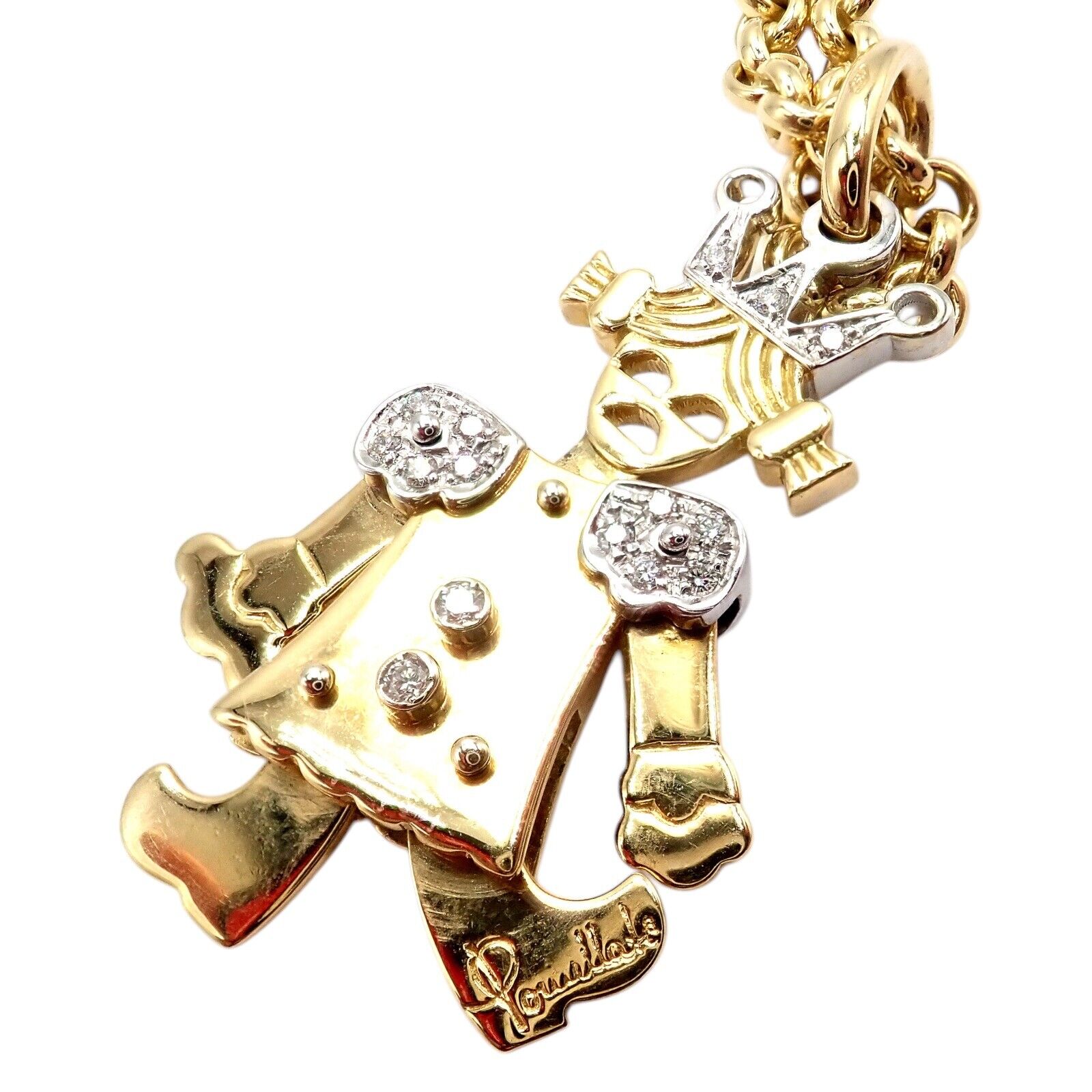 Pomellato Jewelry & Watches:Fine Jewelry:Necklaces & Pendants Pomellato 18k Yellow White Gold Animated XL Diamond Queen Pendant Link Necklace