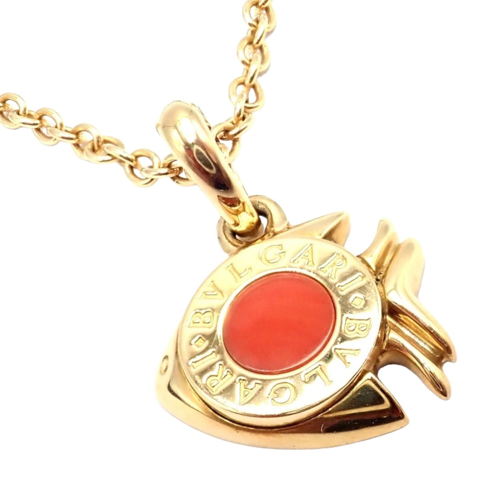 Bulgari Jewelry & Watches:Fine Jewelry:Necklaces & Pendants Authentic! Bulgari Bvlgari 18k Yellow Gold Coral Naturalia Fish Pendant Necklace