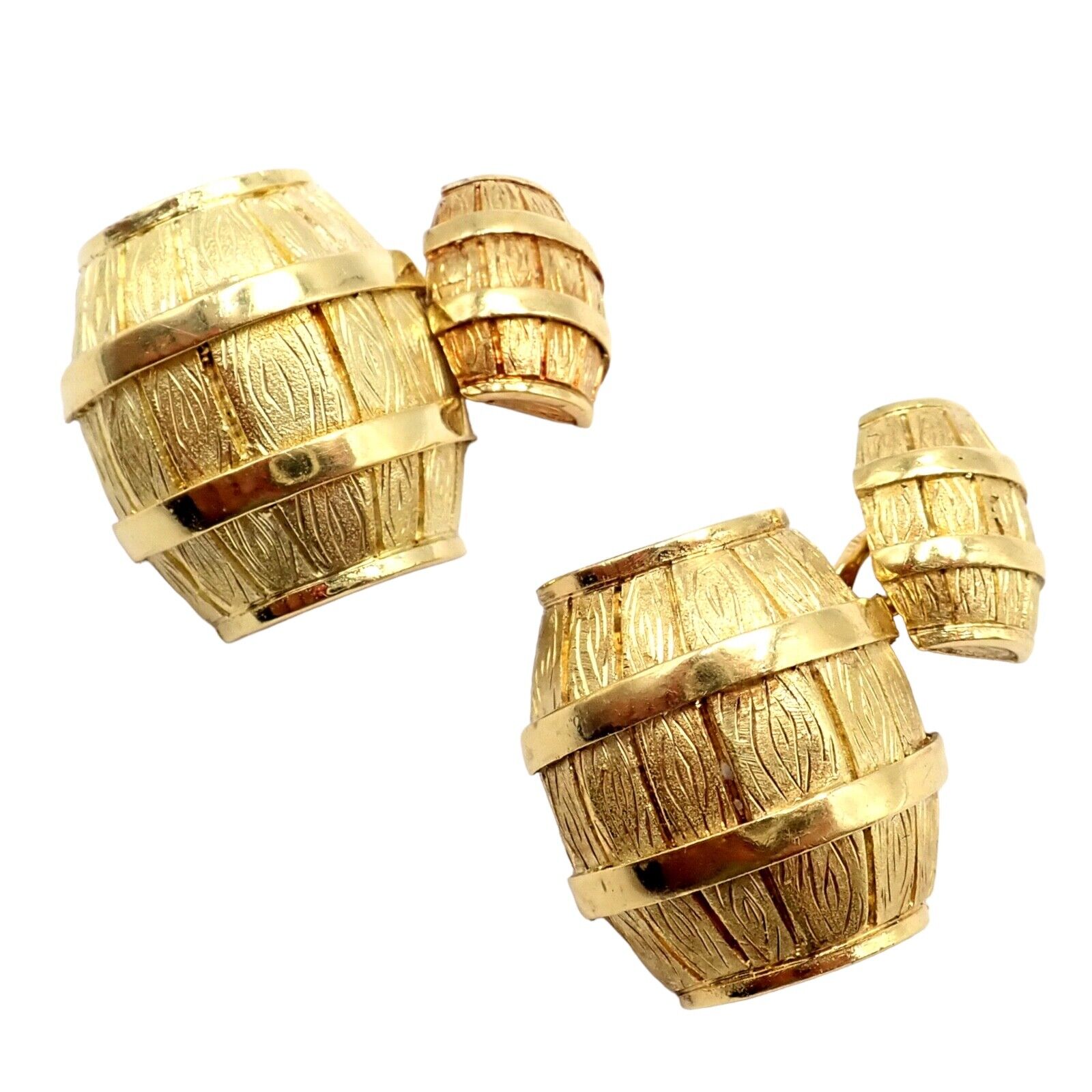 Rare! Vintage Cartier 18k Yellow Gold Barrel Cufflinks 1970's | Fortrove