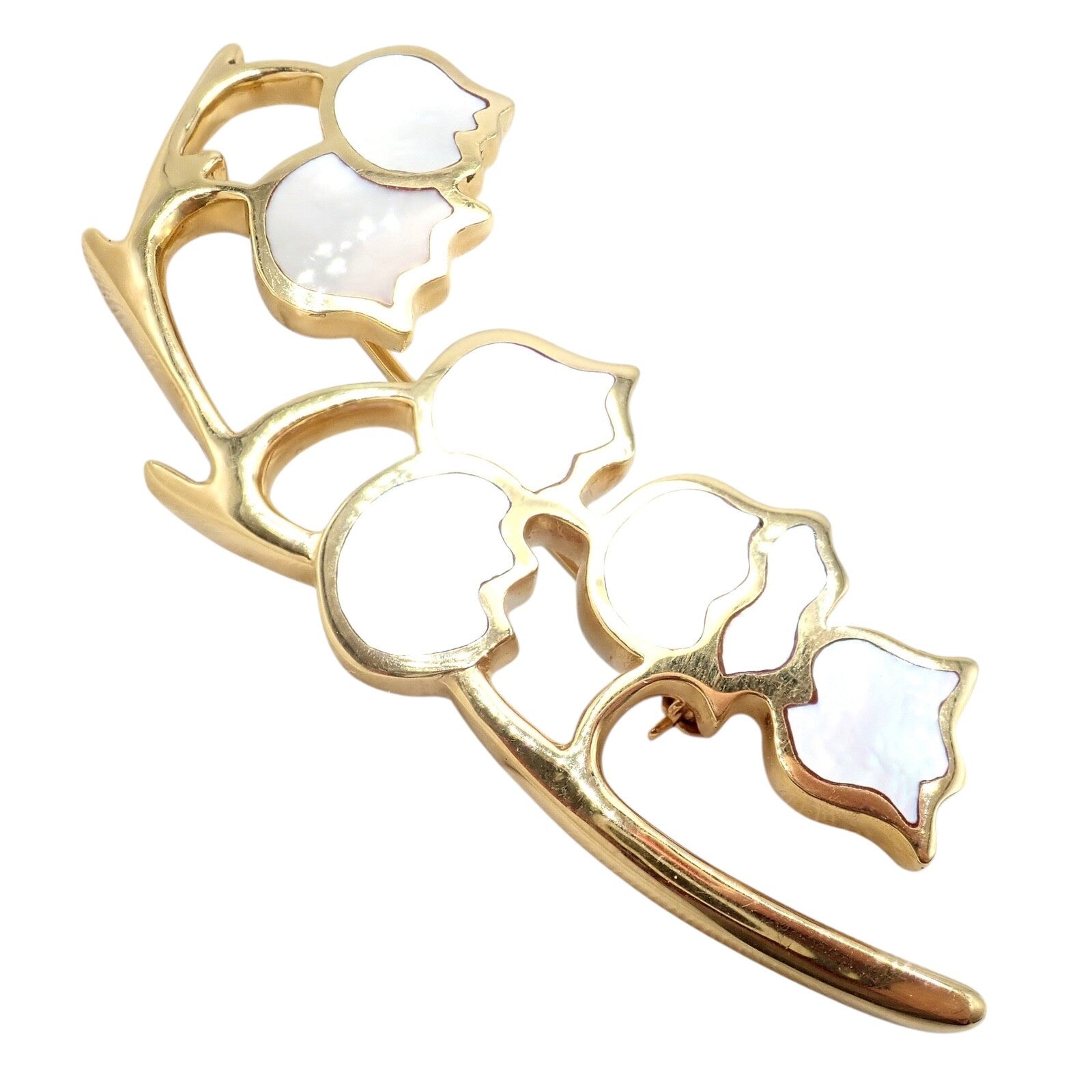 Angela Cummings for Tiffany & Co. Jewelry & Watches:Fine Jewelry:Brooches & Pins Tiffany & Co Cummings 18k Yellow Gold MoP Lily of the Valley Flower Pin Brooch