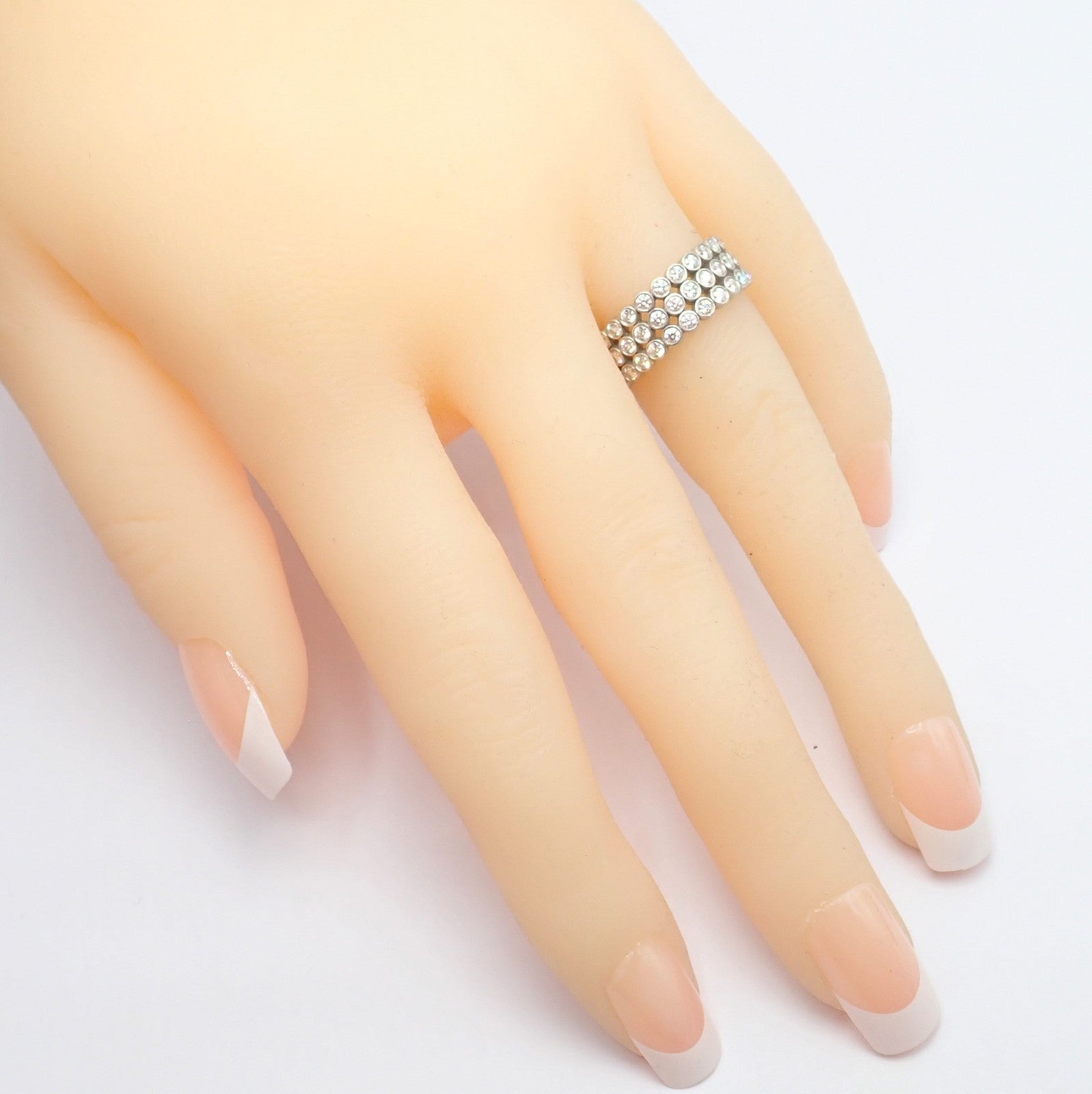 Authentic! Tiffany & Co Platinum Diamond Three Row Jazz Band Ring Size 6 | Fortrove