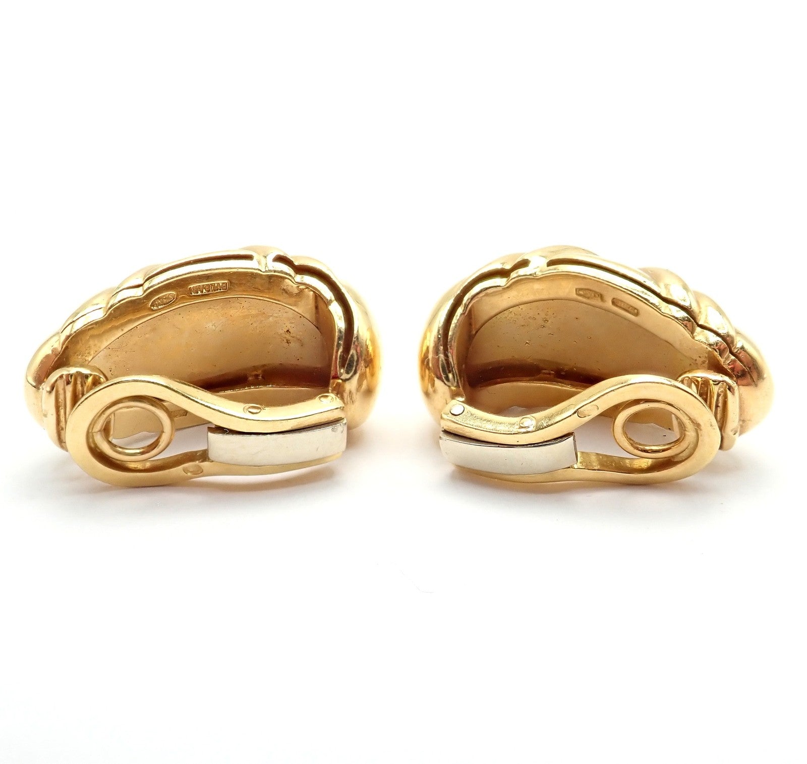 Authentic! Vintage Bulgari Bvlgari 18k Yellow Gold Roma Double X Huggie Earrings | Fortrove