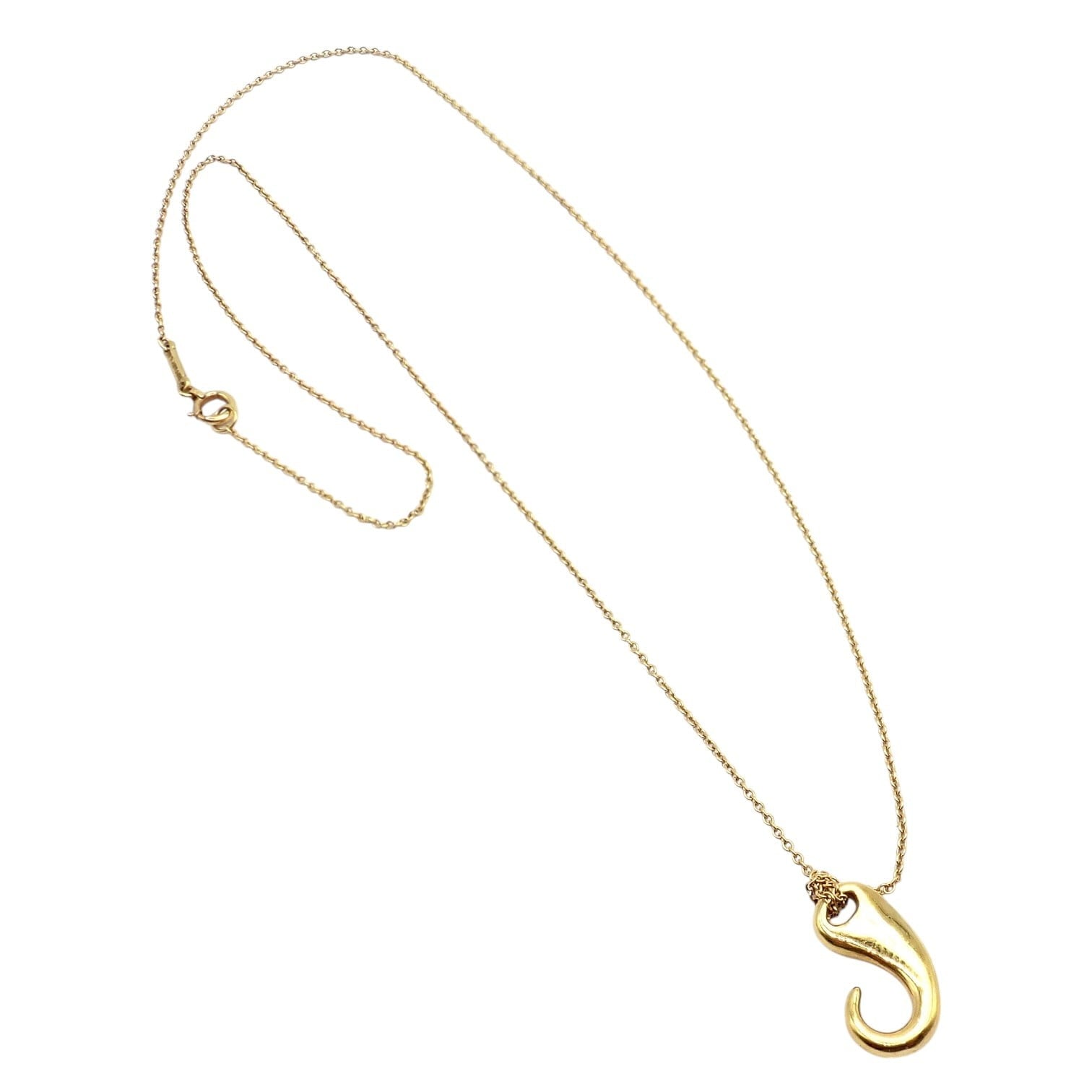 Vintage! Tiffany & Co Peretti 18k Gold Fish Hook Nautical Horn Pendant Necklace | Fortrove