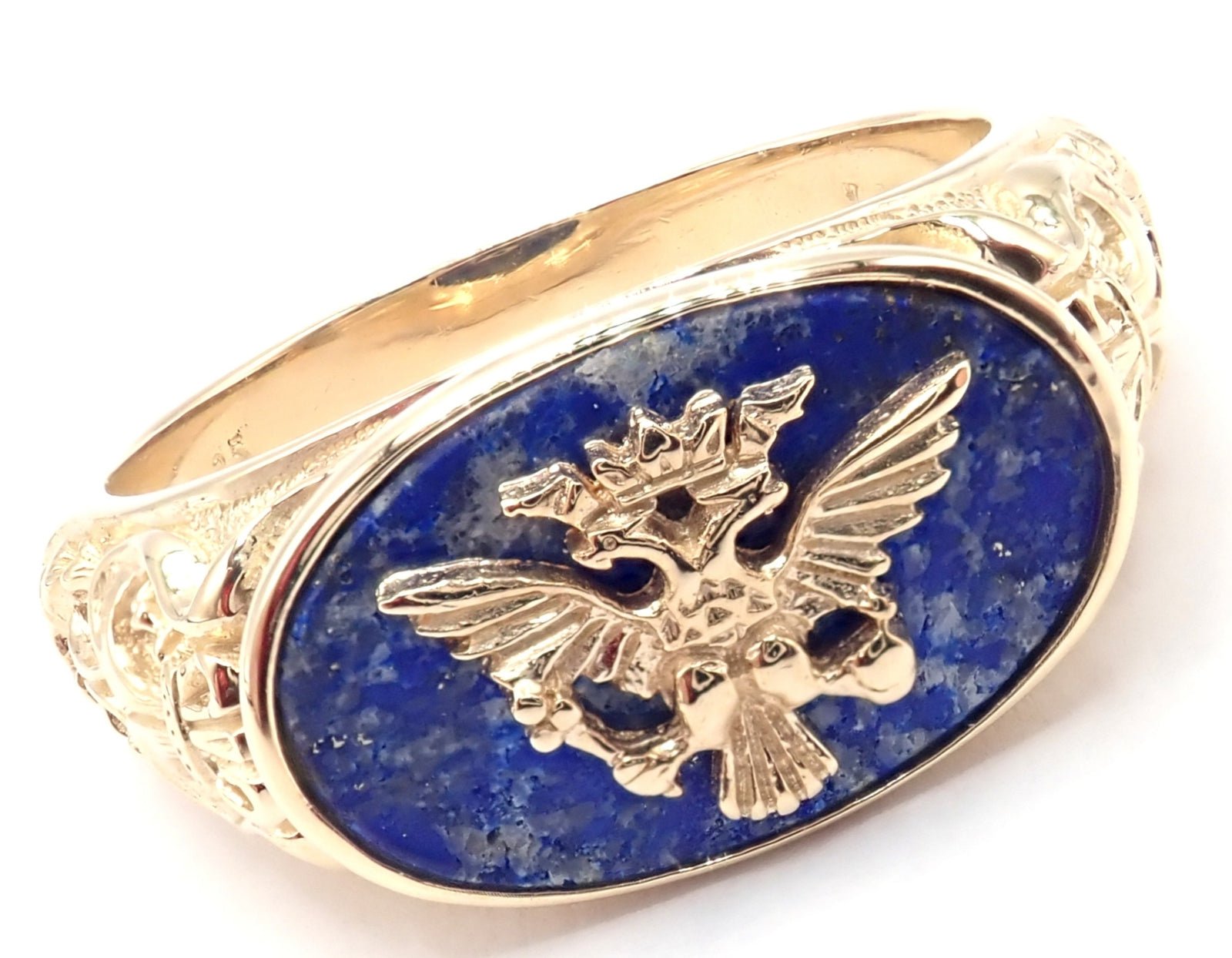 Faberge by Franklin Mint Jewelry & Watches:Men's Jewelry:Rings Authentic! Franklin Mint Faberge Imperial Eagle 14k Yellow Gold Lapis Ring