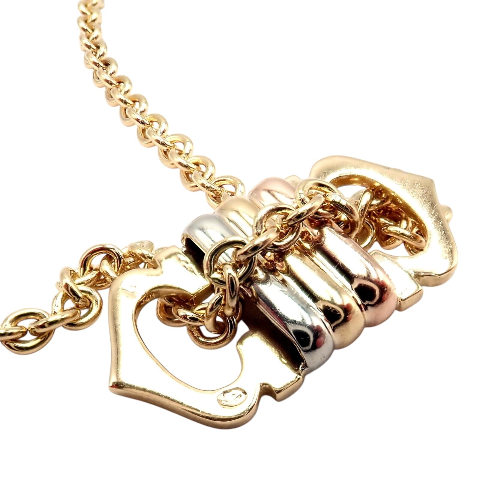 Cartier Jewelry & Watches:Fine Jewelry:Necklaces & Pendants Authentic! Cartier 18k TriColor Gold Double C Charm Pendant Necklace