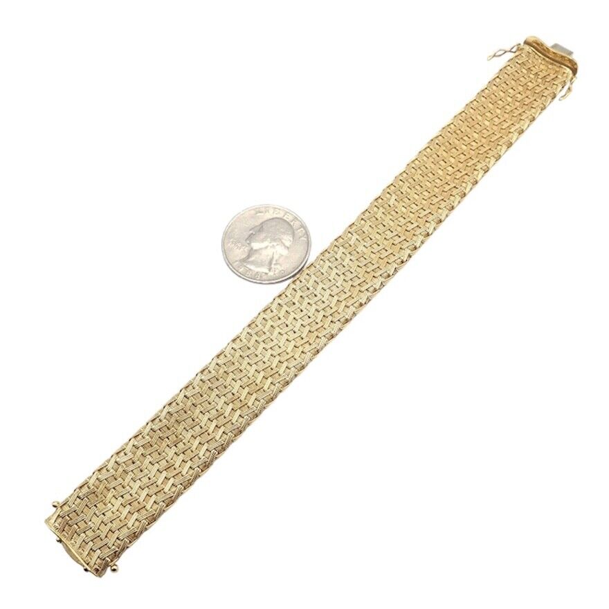 Authentic! Roberto Coin 18k Yellow Gold Large Basket Weave Bracelet | Fortrove