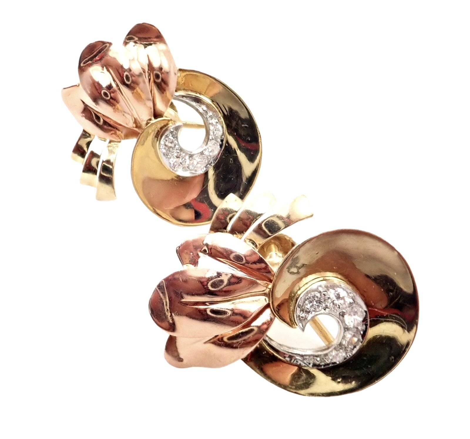 Rare Vintage Tiffany & Co 14k Yellow Rose Gold Diamond Screwback Earrings | Fortrove